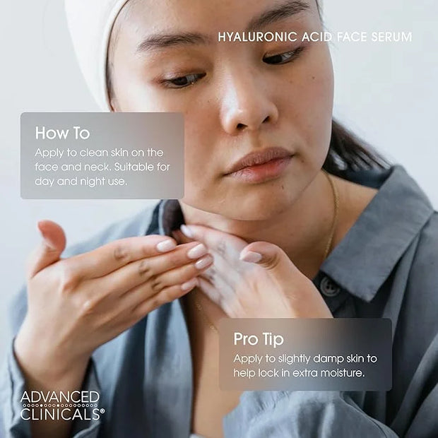 Advanced Clinicals Hyaluronic Acid Serum For Face | Moisturizing Facial Skin Care Products | Hydrating Serum For Face Help...