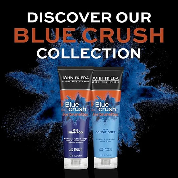 John Frieda Blue Crush Shampoo and Conditioner Set for Brunettes, Nourishes Color-Treated and Natural Hair, Blue Pigments ...