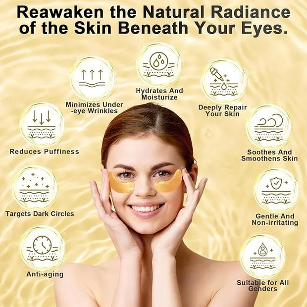 Under Eye Patches (48 Pairs) - 24K Gold Eye Masks Enriched with Abundant Collagen | Diminish Dark Circles and Puffiness | ...