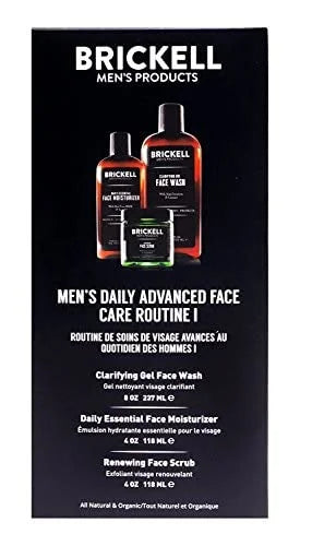 Brickell Men's Daily Advanced Face Care Routine I, Gel Facial Cleanser Wash, Face Scrub, Face Moisturizer Lotion, Natural ...