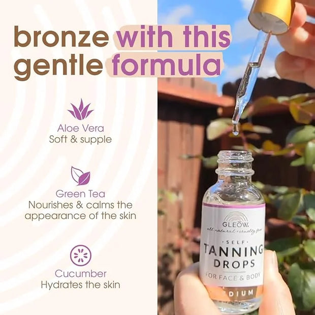 Face Tanning Drops to Add to Moisturizer, Face Self Tanner Bronzing Drops, Quick Tan Drops, Self Tanning Drops for Face an...
