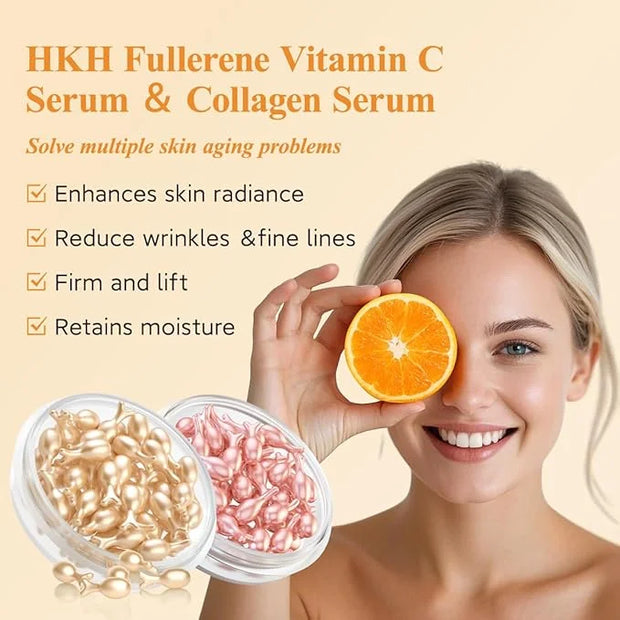 HKH Vitamin C & Retinol Serum for Face - Vit C Oil Capsule with Niacinamide, Anti Again Vit A Night Serum Capsule for Wome...