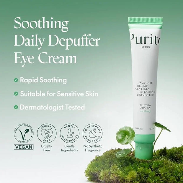 PURITO Centella Unscented Eye Cream, Korean Centella, for Sensitive Skin, Soothing, Facial Eye Cream for face, Dark Circle...