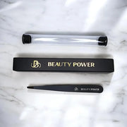 Professional Slant Tweezers for Women Facial Hair - German Stainless Steel, Ultra Precision, Lightweight Black Tweezers fo...