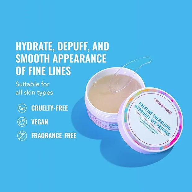 Good Molecules Caffeine Energizing Hydrogel Eye Patches - Eye Mask with Hyaluronic Acid Hydrate and Reduce Puffiness - Pac...