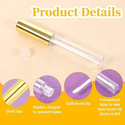 5 Pcs Empty Lip Gloss Tubes, Clear Plastic Gloss Container with Wand Refillable Lip Balm Bottle 10ml Lip Gloss Container f...