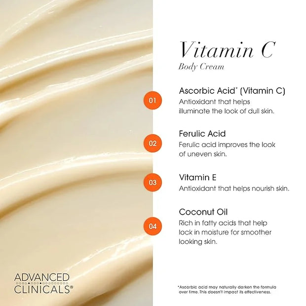 Advanced Clinicals Retinol Body Lotion + Brightening Vitamin C Lotion 2pc Skincare Set For Women & Men | Body Cream & Face...