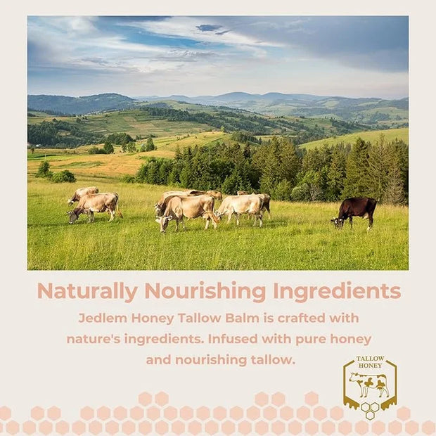 Grass Fed Beef Tallow for Skin Care, Face and Body Moisturizer Cream, Unadulterated Honey, Soothes Dryness, Repairs the Sk...