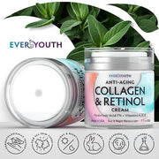 Collagen Cream for Face, Anti Aging Facial Moisturizer for Women with Hyaluronic Acid, Vitamin A, Vitamin E, Made in USA, ...