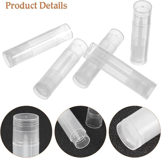 Lip Gloss Clear 50Pcs Empty Lipstick Tubes Transparent Plastic Empty Lip Balm Containers Lip Gloss Holders Empty Lip Gloss...