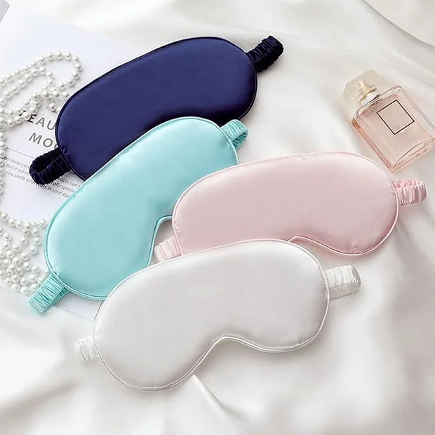 Silk Satin Sleeping Eye Mask, White Sleep Eye Night Blindfold for Women and Men, Soft Breathable Blackout Eyeshade Eye Cov...