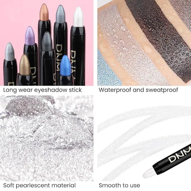 Kaely 2Pcs Cream Eyeshadow Stick Set for Eyes,Pearl White & Pearl Black Shimmer Pen,Eye Brightener Halloween Makeup,sombra...