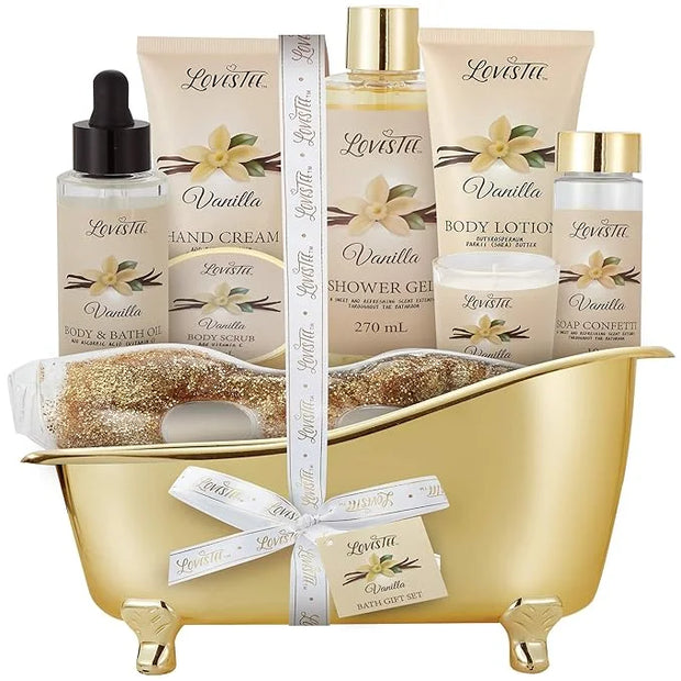 Mothers Day Gifts, Spa Basket for Women, Vanilla Bath & Body Set, Christmas & Birthday Gift, Includes Shower Gel, Body Lot...