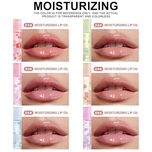 6 Pcs Roll-on Lip Gloss Set, Clear Lip Gloss Crystal Jelly Liquid Lipstick, Plumping Lip Oil Moisturizing Hydrating Non-St...