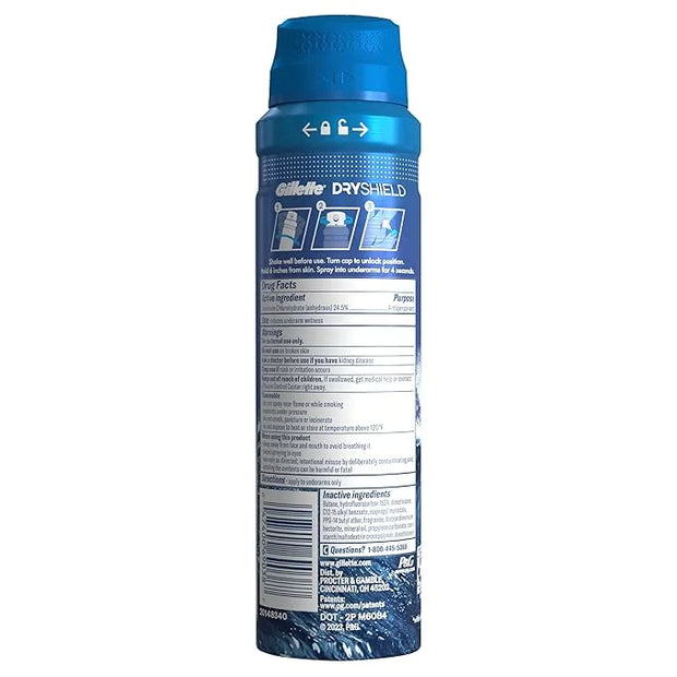 Gillette Dry Spray Antiperspirant and Deodorant for Men, 24/7 Sweat & Odor Protection, Anti-White Mark Technology, Cool Wa...