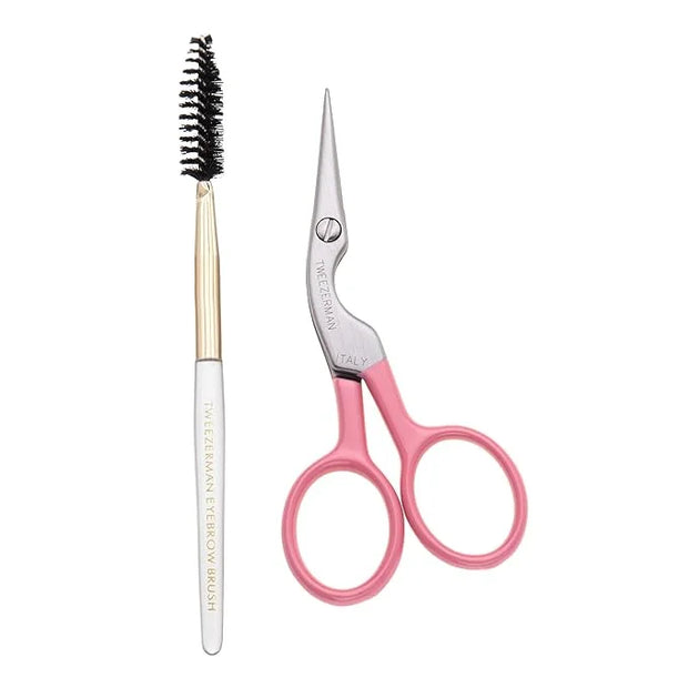Tweezerman Exclusive Tea Rose Brow Shaping Scissors & Brush - Product Image