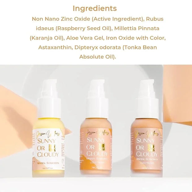 Jessica Wellness Mineral Sunscreen + Hydrating Serum with Broad Spectrum SPF 30 & Antioxidants, Oil-Free, Fragrance Free, ...