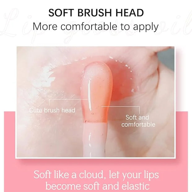 Plumping Lip Oil, Hydrating Gloss Tinted Lip Balm Transparent Lip Care, Big Brush Head Glitter Shine, Long Lasting Nourish...