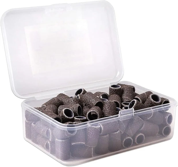 PANA 100 Pieces Nail Sanding Bands Professional Nail Manicure Great Fit for Nail Drill Bits for Acrylic Nails (80 Grit, Br...