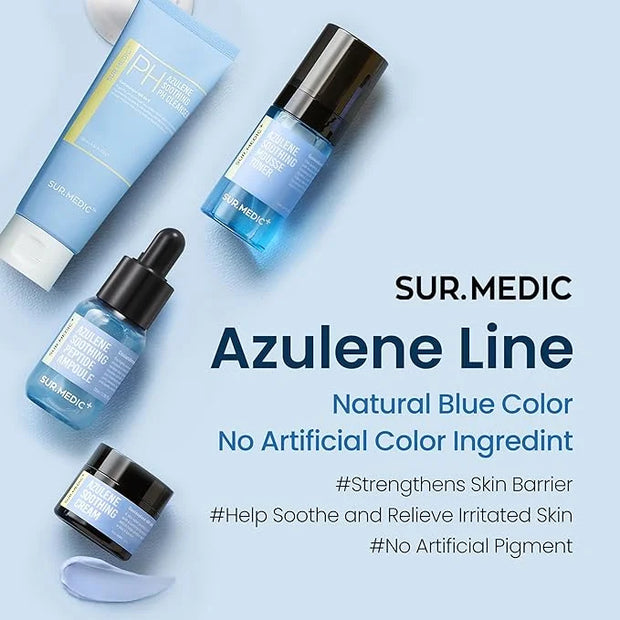 SURMEDIC AZULENE Soothing Trial Kit, Korean Skincare, Airplane-Friendly Travel Size Mini Set, Facitl Kit Gift for Women wi...