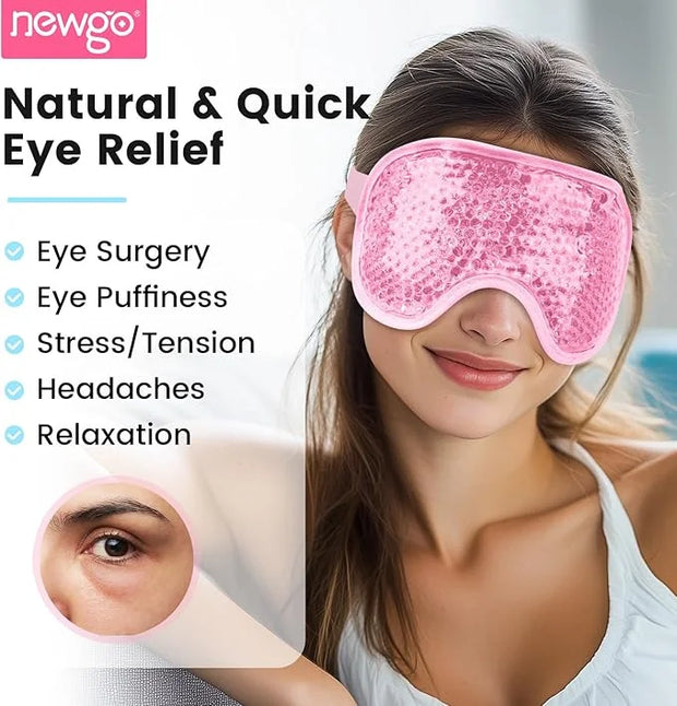NEWGO Bundle of Cooling Eye Mask Gel and Cold Eye Mask for Puffy Eyes - Product Image