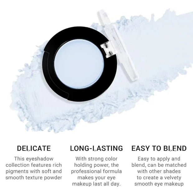 Light Blue Single Matte Eyeshadow Makeup, Cream to Powder Monochrome Eye Shadow for Older Women, Daily Evening Girls Eyesh...