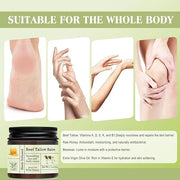 Beef Tallow For Skin – Natural Tallow and Honey Balm Face Moisturizer, Organic Grass-Fed Tallow, Deeply Nourishing Whipped...