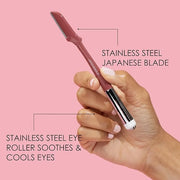 JAPONESQUE Dermaplaner and Cooling Eye Roller - Dual Ended Dermaplaning Facial Razor with Soothing Roller Ball Massager- T...