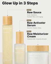 MAY COOP 3 STEP Moisturizing & Hydrating Korean Skincare Set - The Vegan Essence Toner 100ML, Moisturizer Face Cream, Orga...