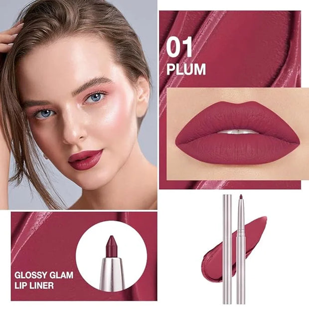 evpct Silky Lip Liner Pencil Retractable, Plum Red Smooth Lip Liner Creamy Velvet Lipliner Long-Lasting for Korean Makeup ...