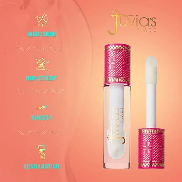 Juvia's Place Lip Gloss Glass It's Glass - Clear, Super Shine,16 oz., Plump, Long Lasting Non-Sticky Luscious High Shine, ...