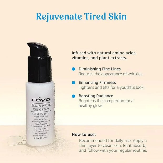 Raya Lemon Water Gel Cream (308) | Moisturizing, Skin-Repairing, and Anti-Aging Facial Day and Night Cream for Non-Problem...