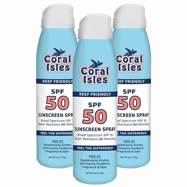 Reef Safe Sunscreen Spray SPF 50 - Broad Spectrum UVA/UVB Protection - Octinoxate & Oxybenzone Free - Hawaii Compliant - N...