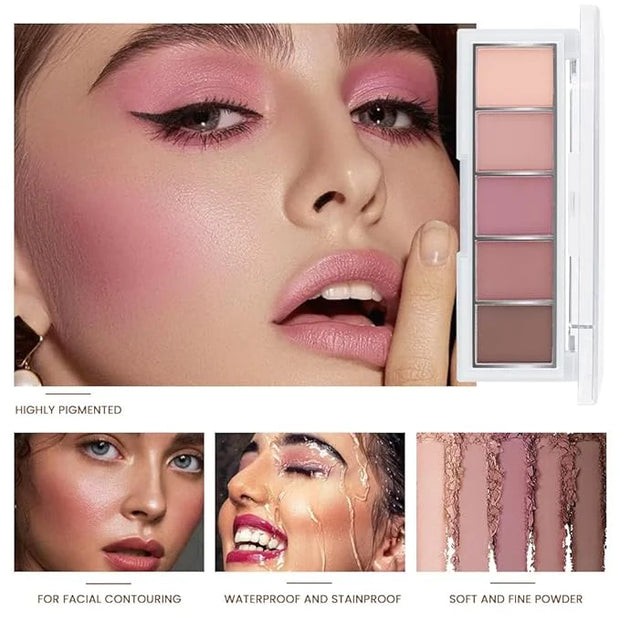 5 Colors Matte Eyeshadow Makeup Palette,Nude Pink Lavender Taupe Highly Pigmented Natural Neutral Eye Shadow Palette,Long ...