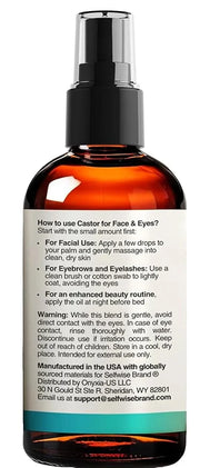 Organic Castor Oil For Face Moisturizer, Eyes, Eyelashes, Eyebrows, Wrinkles with Jojoba, Rosehip, Grapeseed, Squalane, Pa...