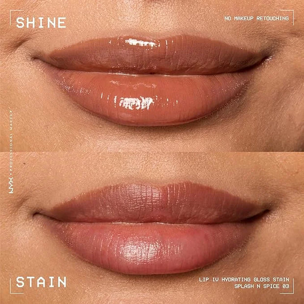 NYX PROFESSIONAL MAKEUP Lip IV Hydrating Glossy Lip Stain with 12HR Hydration - Splash N Spice (Brown) - Product Image