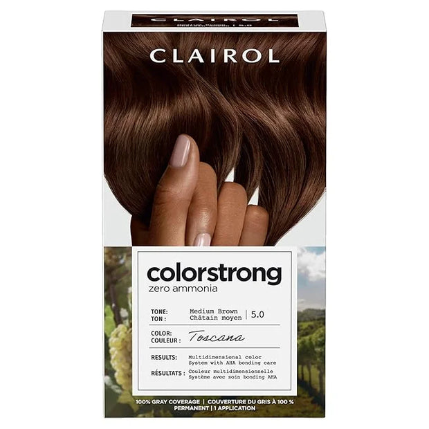 Clairol ColorStrong Permanent Zero Ammonia Hair Dye, 5.0 Medium Brown - Toscana Hair Color, Pack of 1 - Product Image