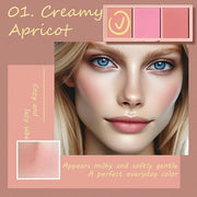 3 Color Matte Pink Blush Palette with Brush, Long Lasting Cheek Makeup, Smooth and Light Blush Powder for Face Beauty - Pr...