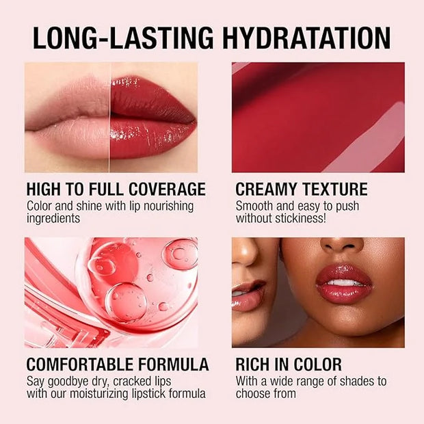 Jolilab 6 Colors Cream Texture Lip Gloss Set - Highly Pigmented, Long - Lasting, Moisturizing Makeup for Women（SetB 6Color...