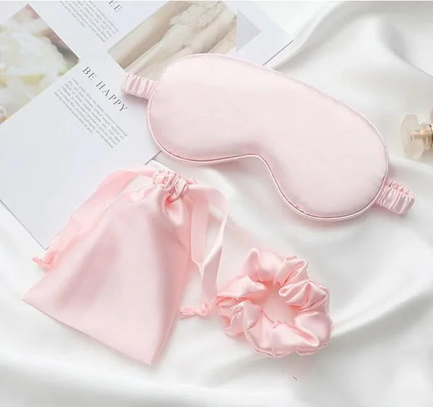 Silk Satin Sleeping Eye Mask, Pink Sleep Eye Mask Night Blindfold for Women and Men, Soft Breathable Blackout Eyeshade Eye...