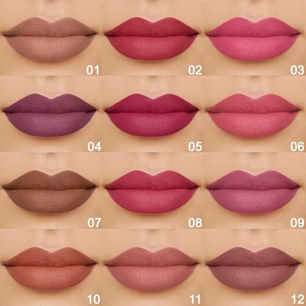 12 Pcs Natural Nude Brown Beige Colors Lip Beige