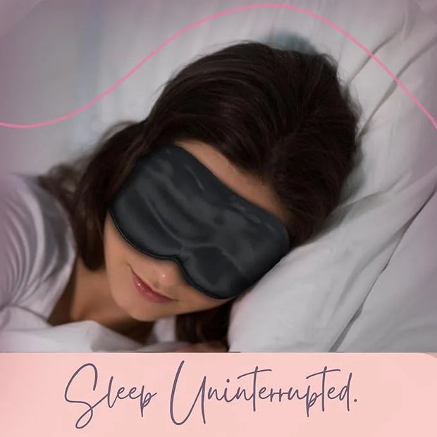 CELESTIAL SILK Sleep Mask for Women With Covered Elastic Strap, 100% Silk Filled Eye Mask for Sleeping (One Size, Black) -...