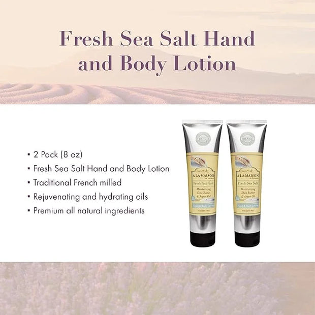 A LA MAISON Moisturizing Lotion, Fresh Sea Salt - Uses: Hand and Body, Argan Oil, Pure Shea Butter, Essential Oils, Plant ...