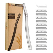 Eyebrow Razor and Face Razor for Women, Reusable Metal Handle with 12 Refill Blades and Protective Silicone Cap, Eyebrow H...