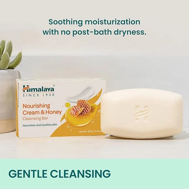 Himalaya Nourishing Cream & Honey Cleansing Bar, Face and Body Soap for Soft Skin, 4.41 oz, 6 Pack - Product Image