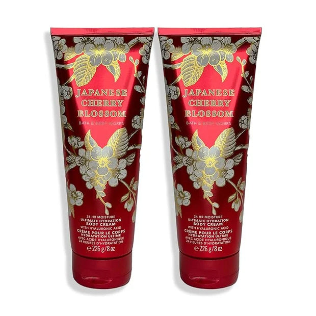 Bath and Body Works Japanese Cherry Blossom Body Cream Ultimate Hydration Gift Set For Women 2 Pack 8 Oz. (Japanese Cherry...