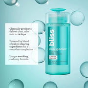 Bliss Clear Genius Clarifying Toner + Serum - 4.3 Fl Oz - Purifies Pores, Tones, Calms & Clears Skin - Salicylic Acid, Nia...