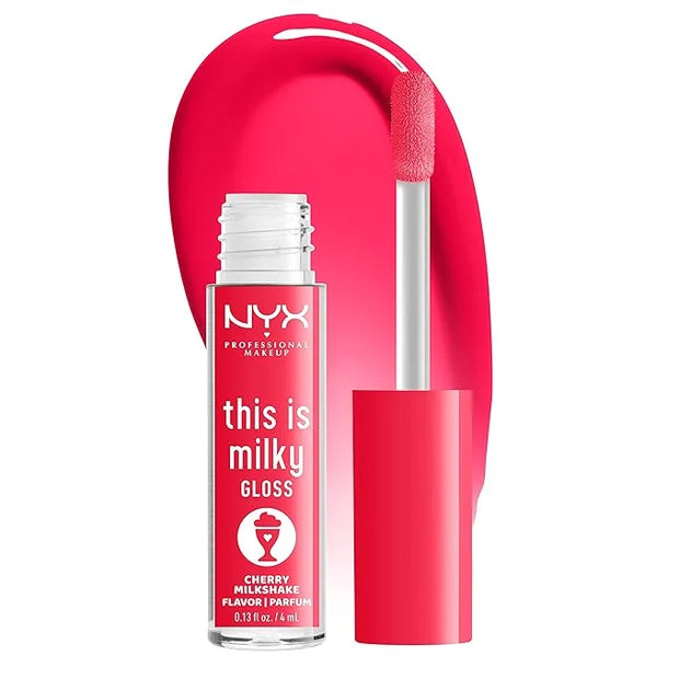NYX PROFESSIONAL MAKEUP This Is Milky Gloss, Lip Gloss with 12 Hour Hydration, Vegan - Cherry Milkshake (Cherry Pink) - Pr...
