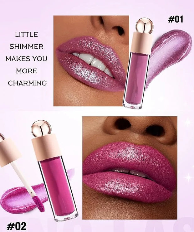Shimmer Lip Gloss,Shine Liquid Lipstick Glossy Shimmer Finish, Glitter Sparkly Smooth Primer Lip Tint,Moisturizing Matte L...