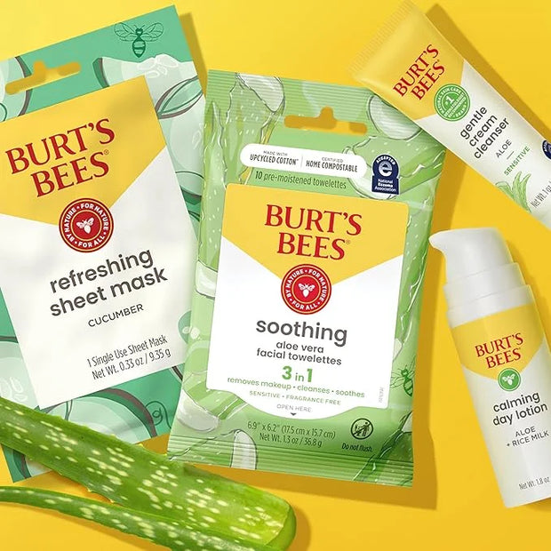 Burt's Bees Gentle Skin Care To-Go Set, Includes Cleanser, Towelettes, Lotion and Sheet Mask, Travel Size Facial Skin Care...